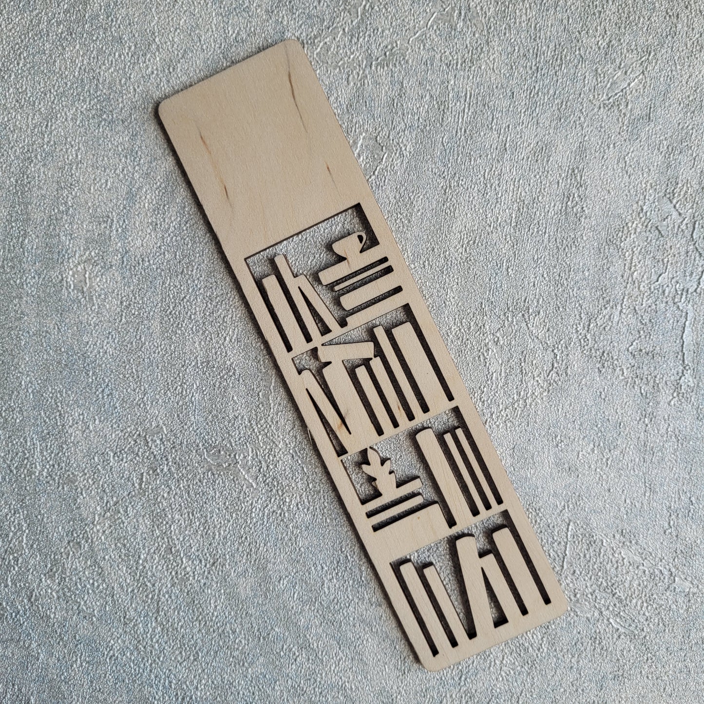 Wooden Bookmark with “Library” Design