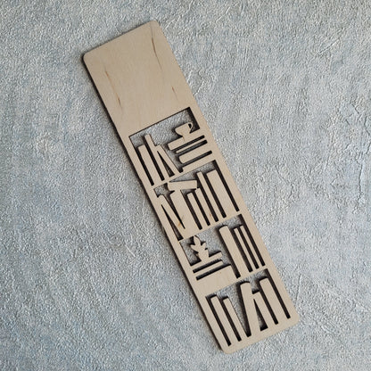 Wooden Bookmark with “Library” Design