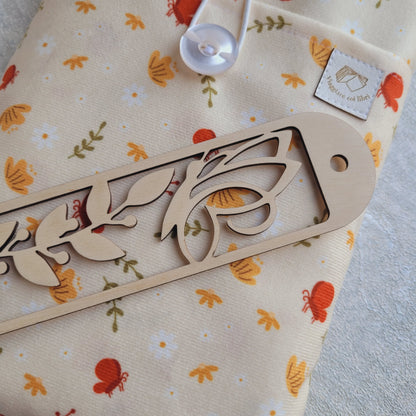 Book sleeve e segnalibro in legno " Montagna " Viaggare coi libri