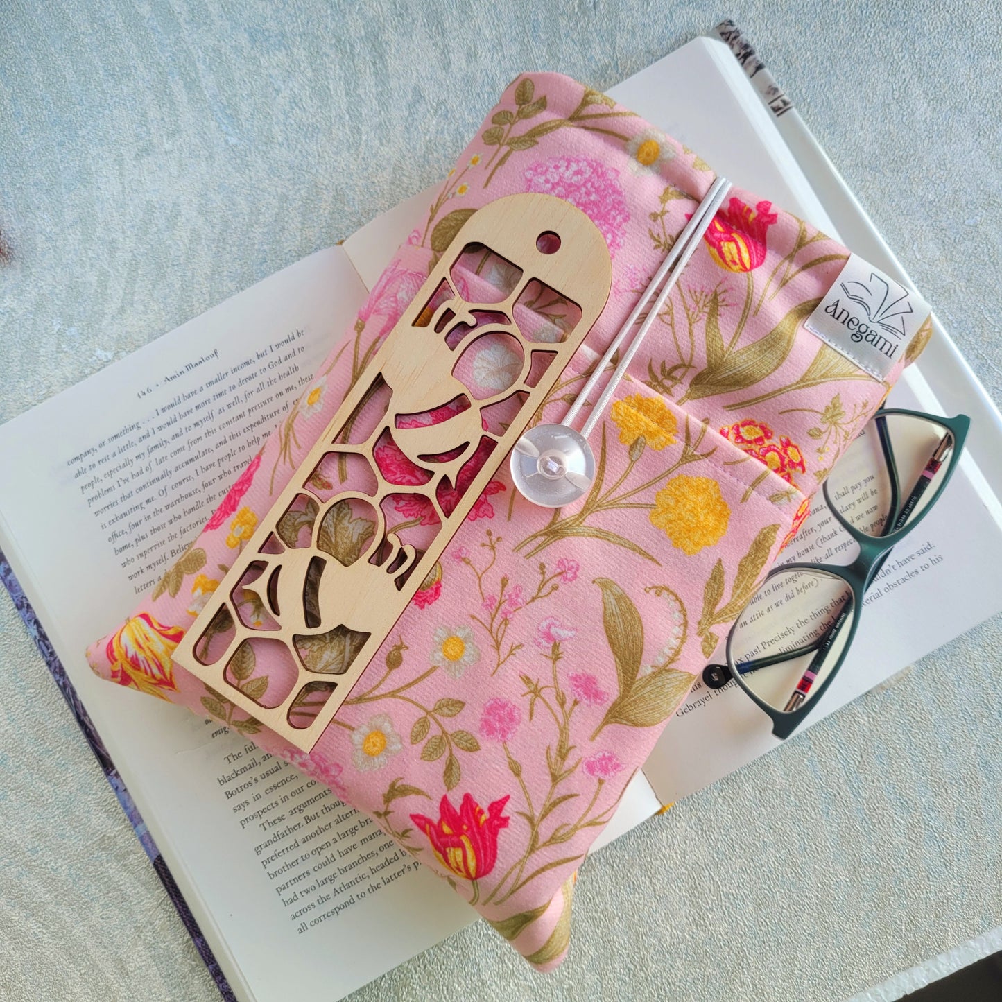 Комплект книжен джоб и книгоразделител "Розов разкош"